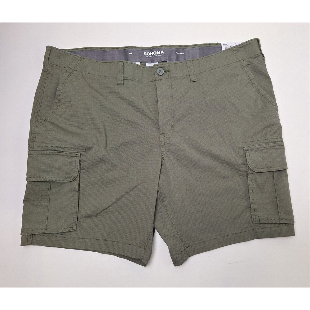 Sonoma Men's Cargo Shorts Flexwear Dusty Olive 6 Pockets Sz 46"x9" NWT